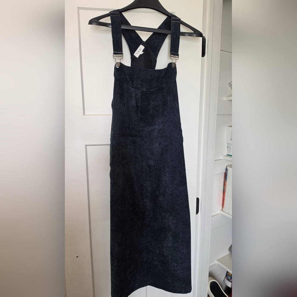 Bohme Dark Navy Corduroy Pinafore Dress with Adjustable Straps